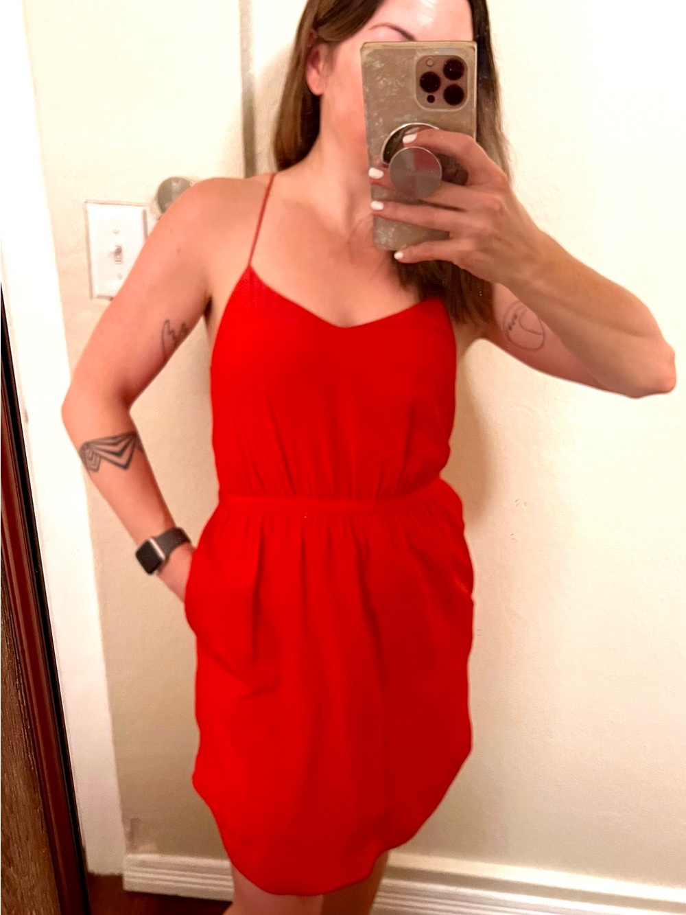 Madewell Red Spaghetti-Strap Mini Dress